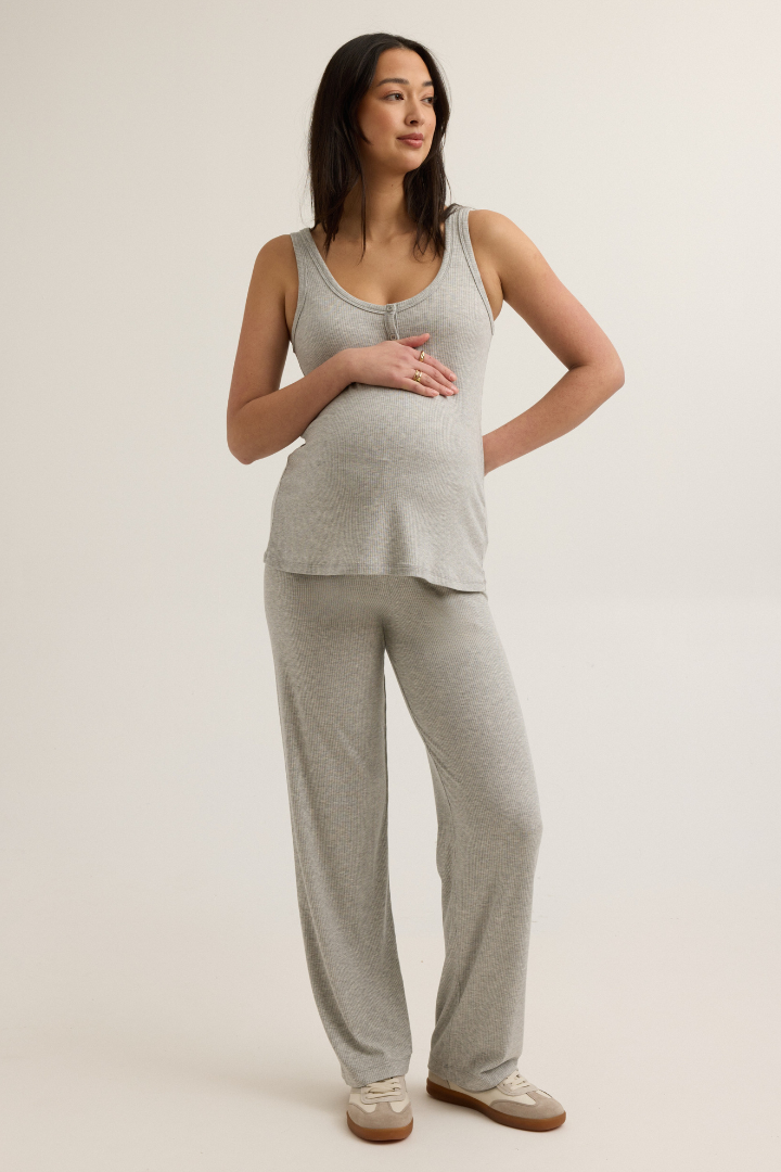 Soft Modal Rib Over Bump Maternity Pant (Grey) | CARRY