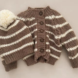 Rib Knit Stripe Baby Cardigan (Tan) | The Blueberry Hill