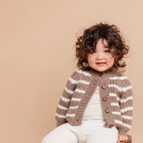 Rib Knit Stripe Baby Cardigan (Tan) | The Blueberry Hill