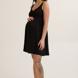 Modal Button-Front Knit Nursing Dress (Black) | CARRY