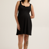 Modal Short Knit Nursing Dress (Black) | CARRY