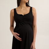 Modal Short Knit Nursing Dress (Black) | CARRY