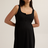 Modal Button-Front Knit Nursing Dress (Black) | CARRY