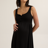 Modal Short Knit Nursing Dress (Black) | CARRY