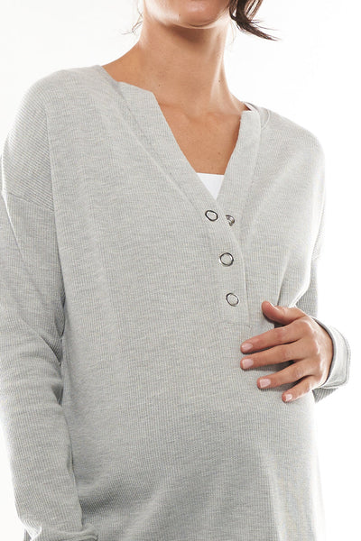 All For Us Waffle Henley | Bae The Label | Maternity and Nursing Tops Canada