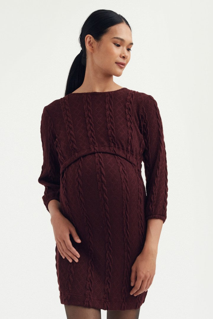 Andie Knit Nursing Dress - Cable Knit | CARRY | Maternity and Nursing Dresses Canada