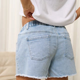 Sunday Stroll Maternity Denim Short (Pacific Blue) | Bae The Label