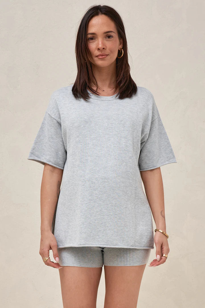 Cloud Nine Knit Tee (Grey Marle) | Bae The Label