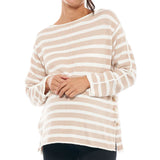 Stripe Knit Maternity & Nursing Top (Latte/White) | Bae The Label