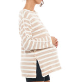 Stripe Knit Maternity & Nursing Top (Latte/White) | Bae The Label