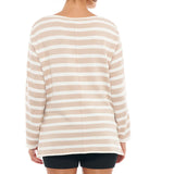 Stripe Knit Maternity & Nursing Top (Latte/White) | Bae The Label