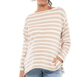 Stripe Knit Maternity & Nursing Top (Latte/White) | Bae The Label