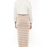 Away We Go Split Knit Maternity Midi Skirt (Latte) | Bae The Label