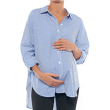 Draw The Line Maternity Shirt (Mid Blue Stripe) | Bae The Label Canada