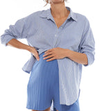 Draw The Line Maternity Shirt (Mid Blue Stripe) | Bae The Label Canada