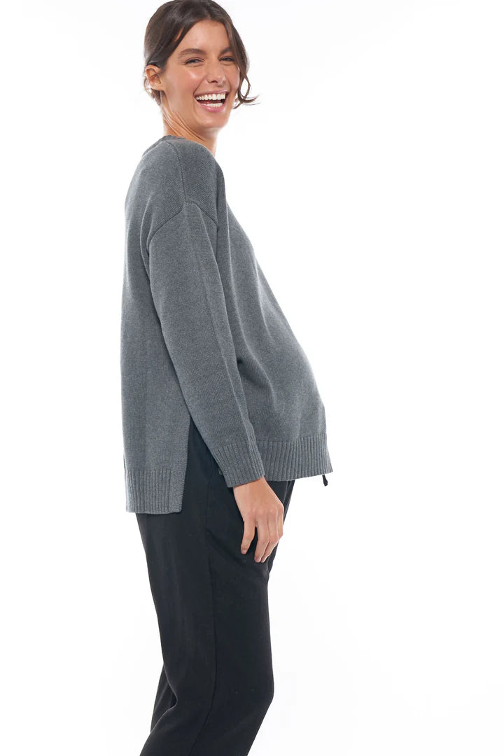 Maternity Knit Sweater (Charcoal) | Bae The Label Canada