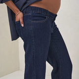 Day By Day Under Bump Wide Leg Jeans (Indigo) | Bae The Label