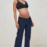 Day By Day Under Bump Wide Leg Jeans (Indigo) | Bae The Label