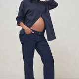 Day By Day Under Bump Wide Leg Jeans (Indigo) | Bae The Label