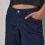 Day By Day Under Bump Wide Leg Jeans (Indigo) | Bae The Label