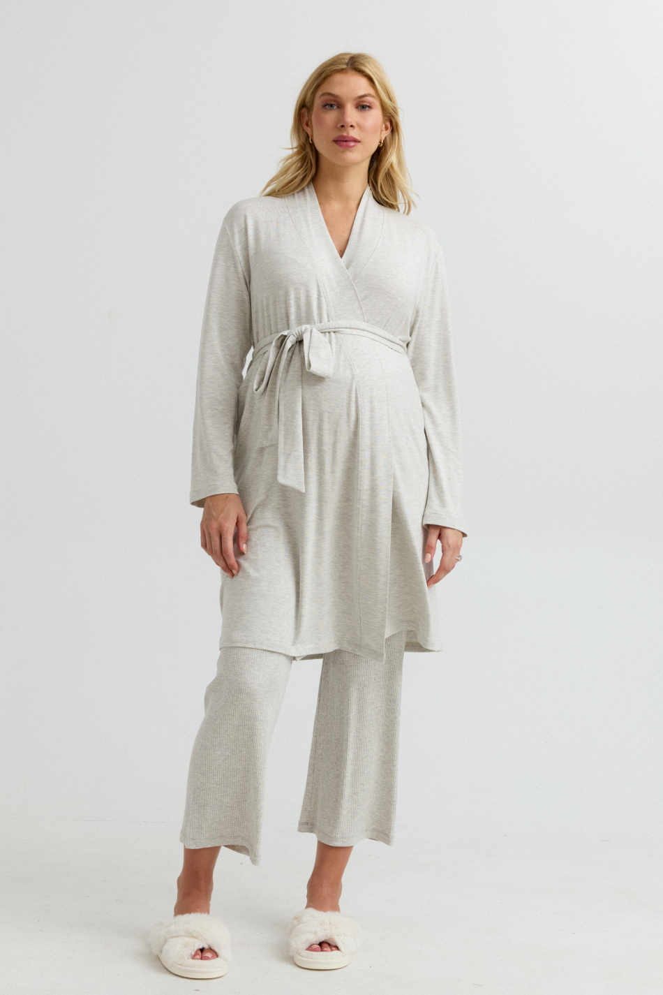 Bamboo Classic Maternity Robe (Grey Mix) | CARRY