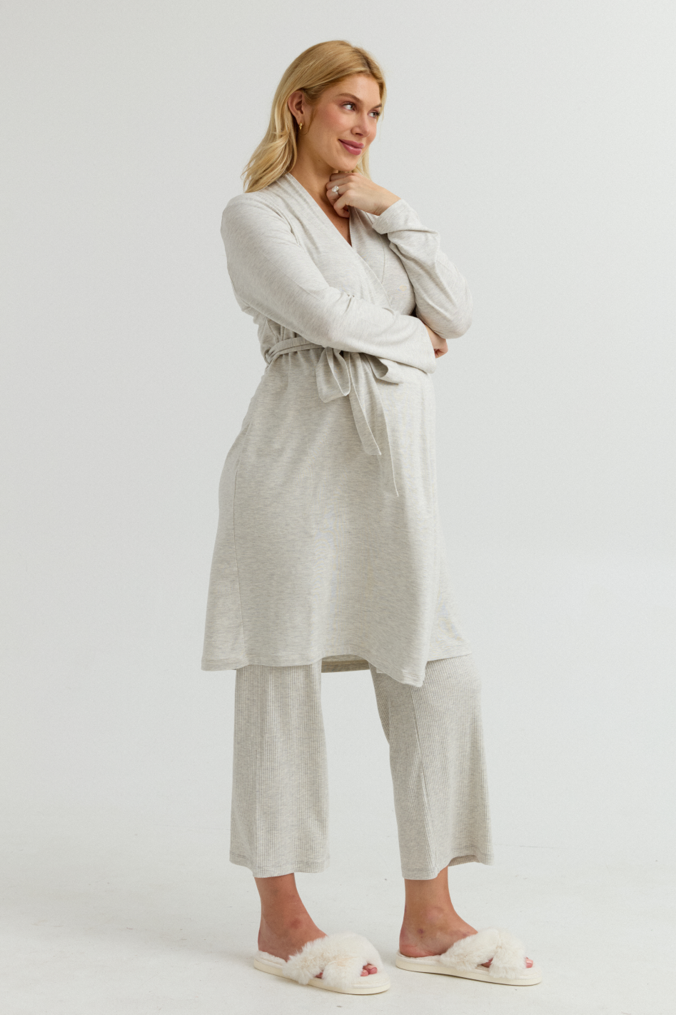 Bamboo Classic Maternity Robe (Grey Mix) | CARRY