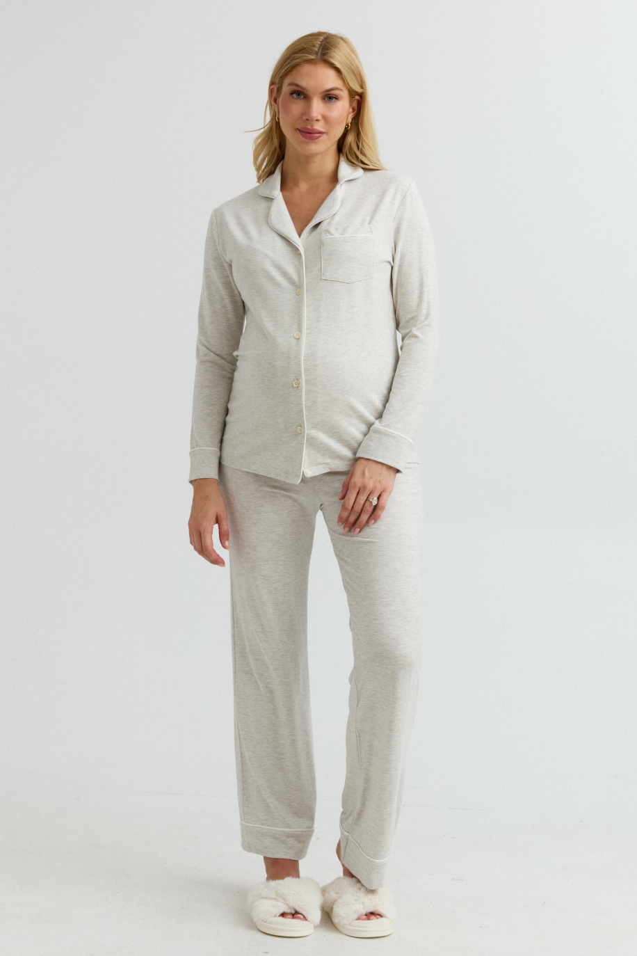 Shop Softest Pajamas For Lounging (Grey Mix) | Maternity PJs | CARRY