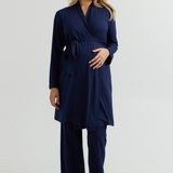 Bamboo Classic Maternity Robe (Navy) | CARRY