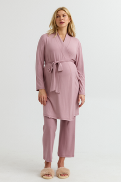 Bamboo Classic Maternity Robe (Peony) | CARRY