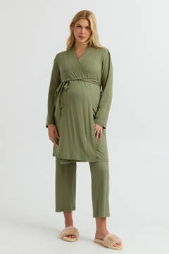 Bamboo Classic Maternity Robe (Sage Green) | CARRY