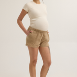 Breezy Cotton Gauze Maternity Short (Sand) | CARRY