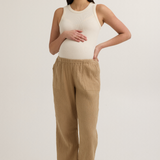 Breezy Cotton Gauze Maternity Pant (Sand) | CARRY