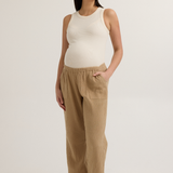 Breezy Cotton Gauze Maternity Pant (Sand) | CARRY