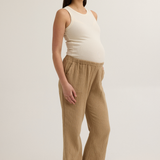 Breezy Cotton Gauze Maternity Pant (Sand) | CARRY