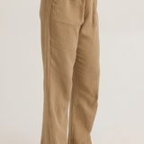 Breezy Cotton Gauze Maternity Pant (Sand) | CARRY