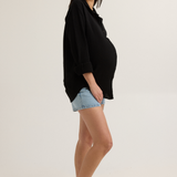 Airy Cotton Maternity Shirt (Black) | CARRY