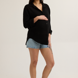 Airy Cotton Maternity Shirt (Black) | CARRY