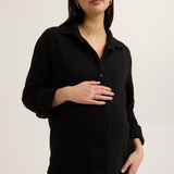 Airy Cotton Maternity Shirt (Black) | CARRY