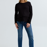 Brie Layered Knit Nursing Sweater (Black) | CARRY