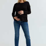 Brie Layered Knit Nursing Sweater (Black) | CARRY