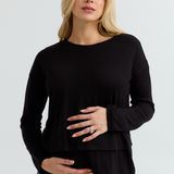 Brie Layered Knit Nursing Sweater (Black) | CARRY