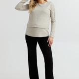 Layered Knit Nursing Top (Oatmeal) | CARRY Canada