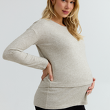 Layered Knit Nursing Top (Oatmeal) | CARRY Canada