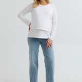 Brie Layered Knit Nursing Top (White) | CARRY