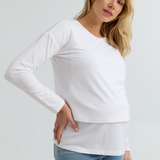 Brie Layered Knit Nursing Top (White) | CARRY