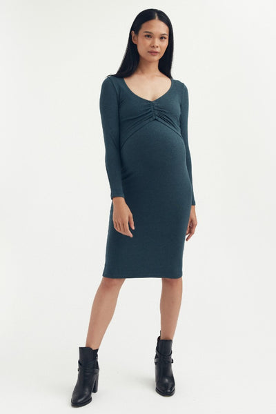 Butter-Soft Midi Dress - Teal | CARRY | Maternity and Nursing Dresses Canada