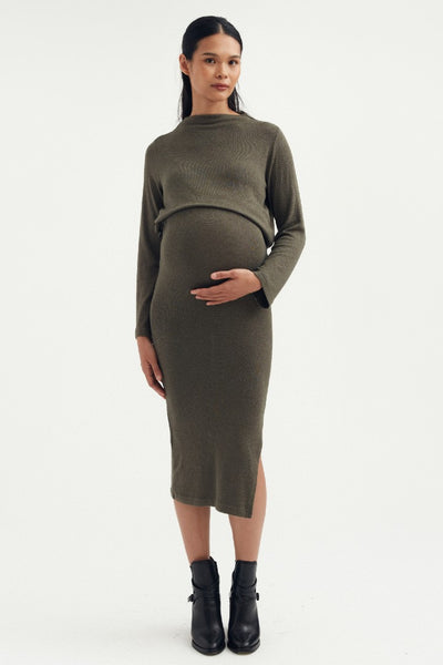 Butter-Soft Knit Skirt - Moss Green | CARRY | Maternity and Nursing Dresses Canada