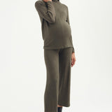 Butter-Soft Knit Wide-Leg Pant - Moss Green | CARRY | Maternity and Nursing Dresses Canada