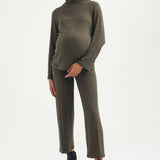 Butter-Soft Knit Wide-Leg Pant - Moss Green | CARRY | Maternity and Nursing Dresses Canada