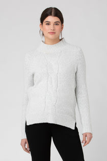 Cable Nursing Knit - Snow Cable | Ripe Maternity | Maternity and Nursing Sweaters Canada